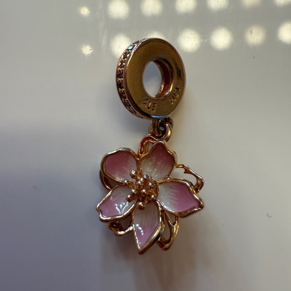 Pandora 14K rose gold plated cherry blossom charm